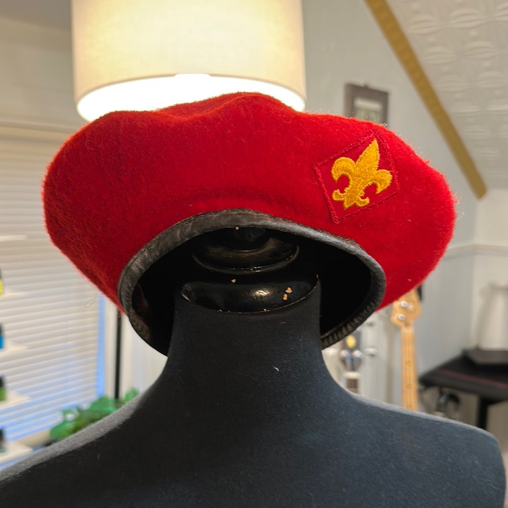 *VINTAGE* Boy Scouts Red Beret 100% Wool | Sz XL